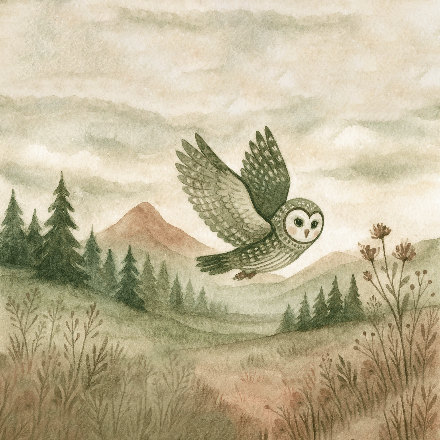 Owl flying